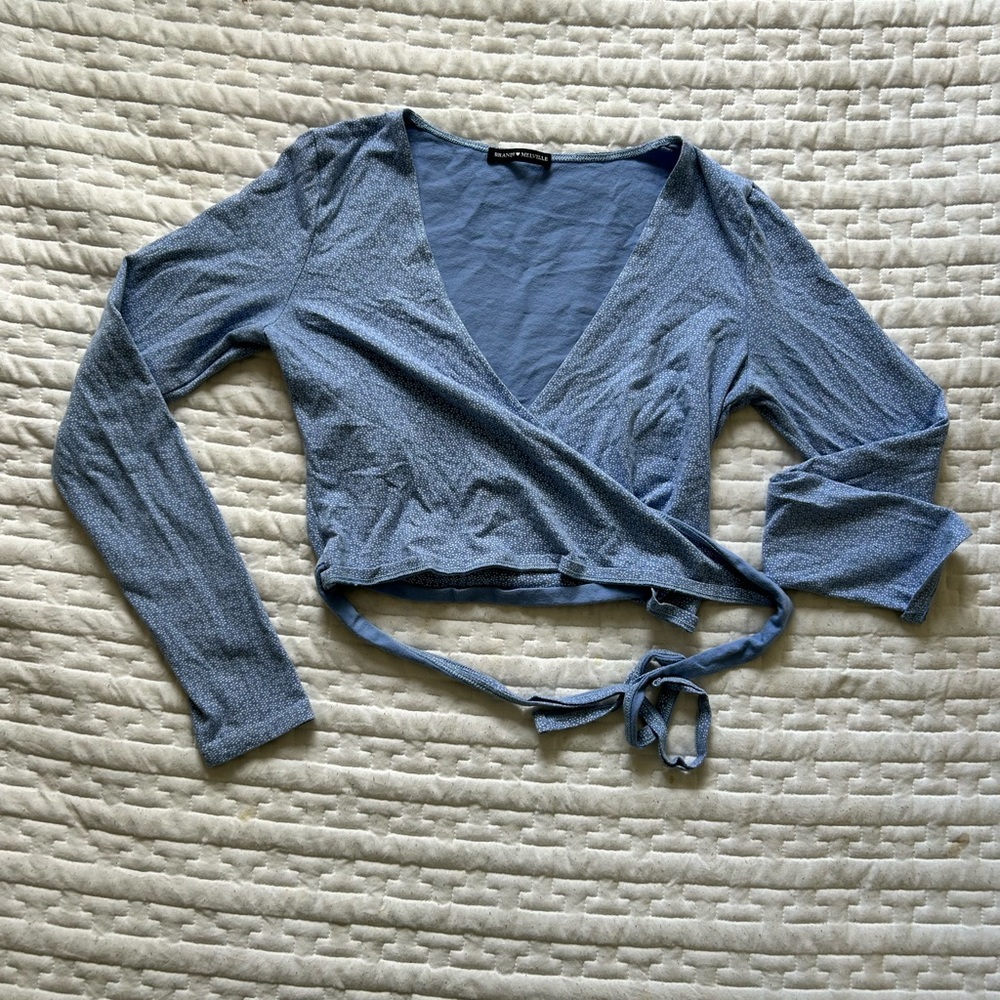 Brandy Melville blue with flowers wrap, long sleeve
